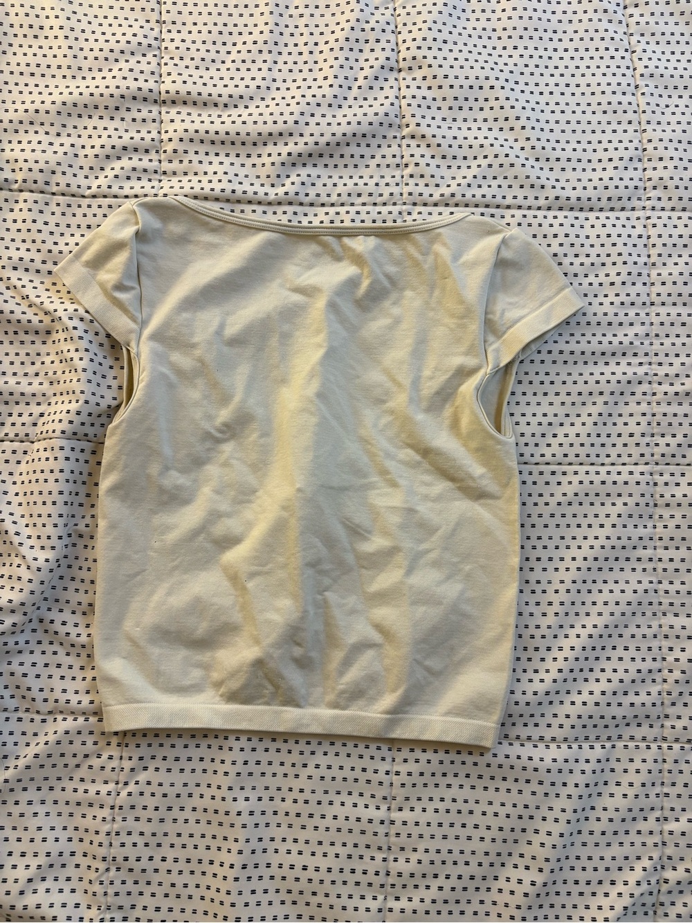 Forever 21 Cream Short-Sleeve Boatneck Top